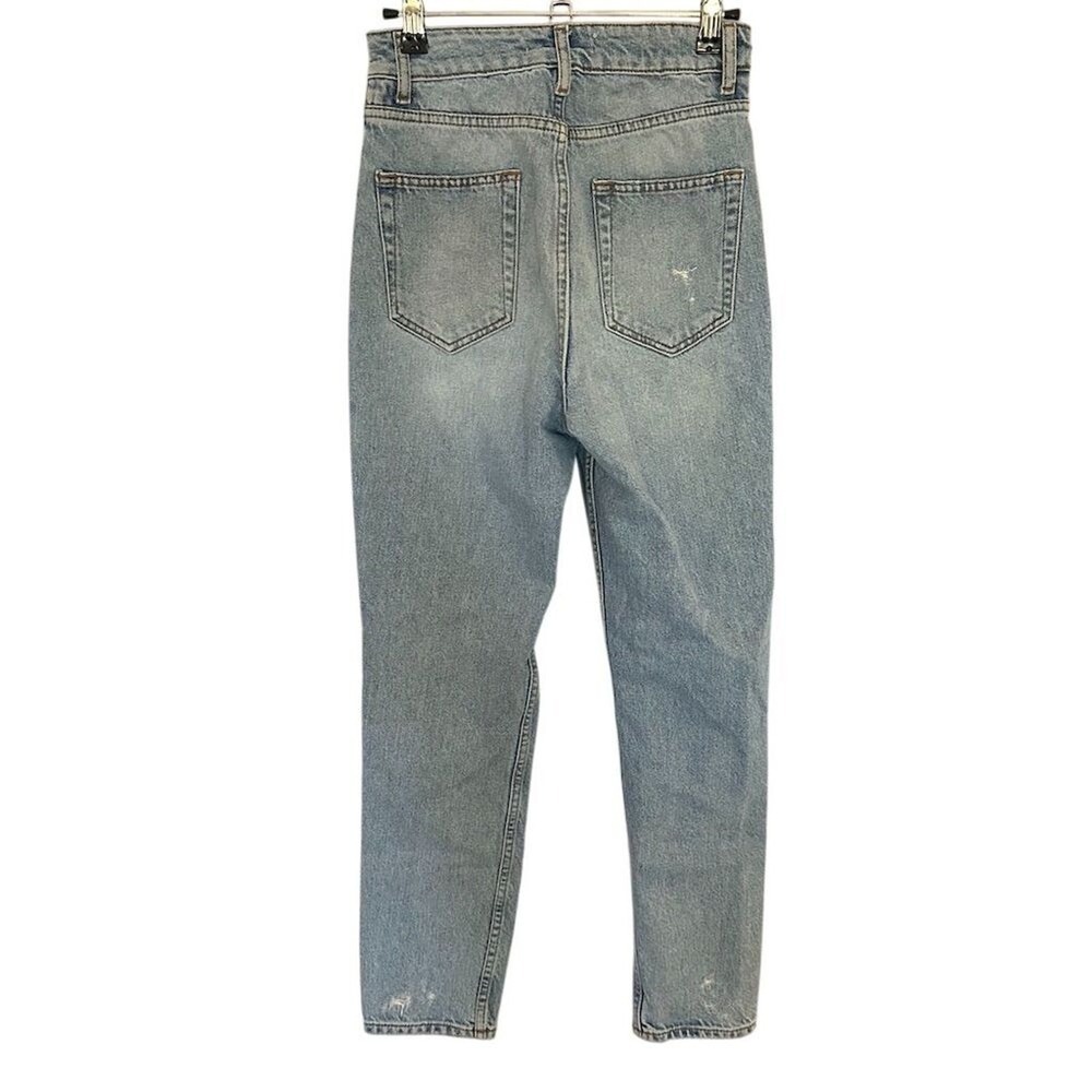 Sandro Paris Monaco Pearl Star Embellished Patch Jeans Womens 25" Blue Light - Picture 3 of 11